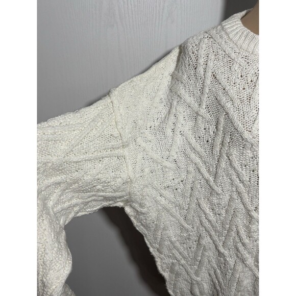 Free People Isla Sweater Women's Large Ivory White Chunky Cable Tunic Oversized - Picture 6 of 16